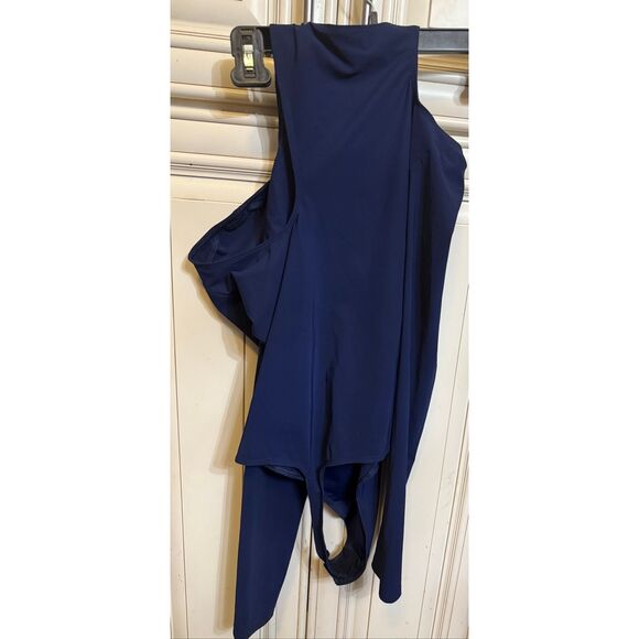 ALIX NYC Women's Crew Neck Cold Shoulder Long Sleeve Top Navy Blue Large - Picture 6 of 13